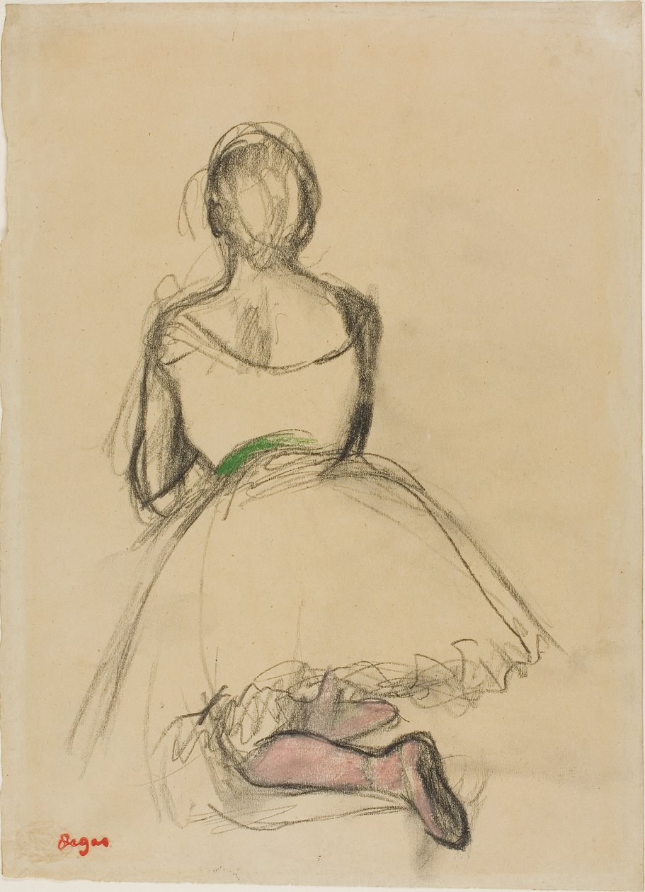 Bailarina arrodillada, vista desde atrás de Edgar Degas