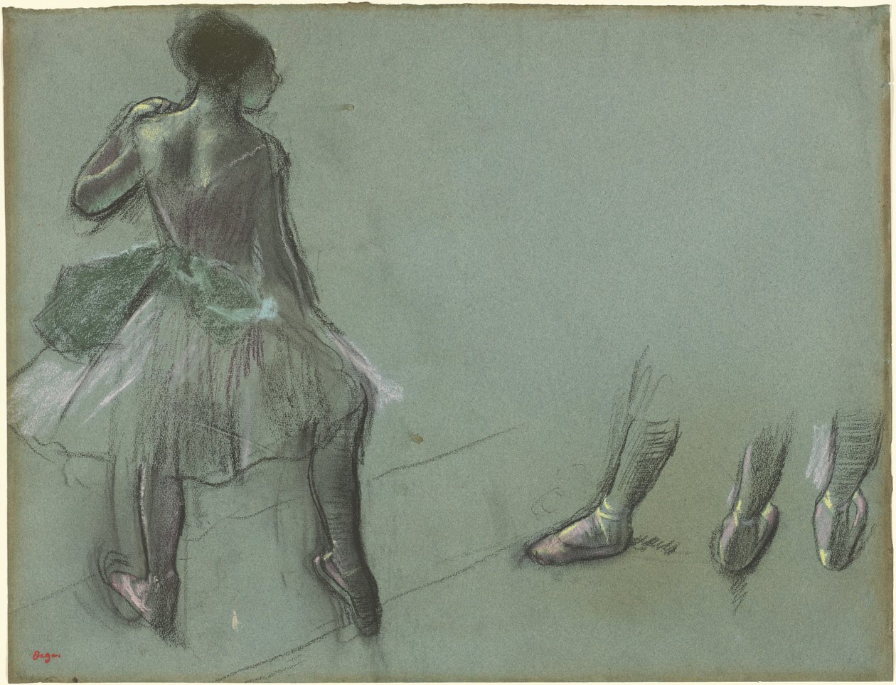 Bailarina vista desde atrás y tres estudios de pies de Edgar Degas