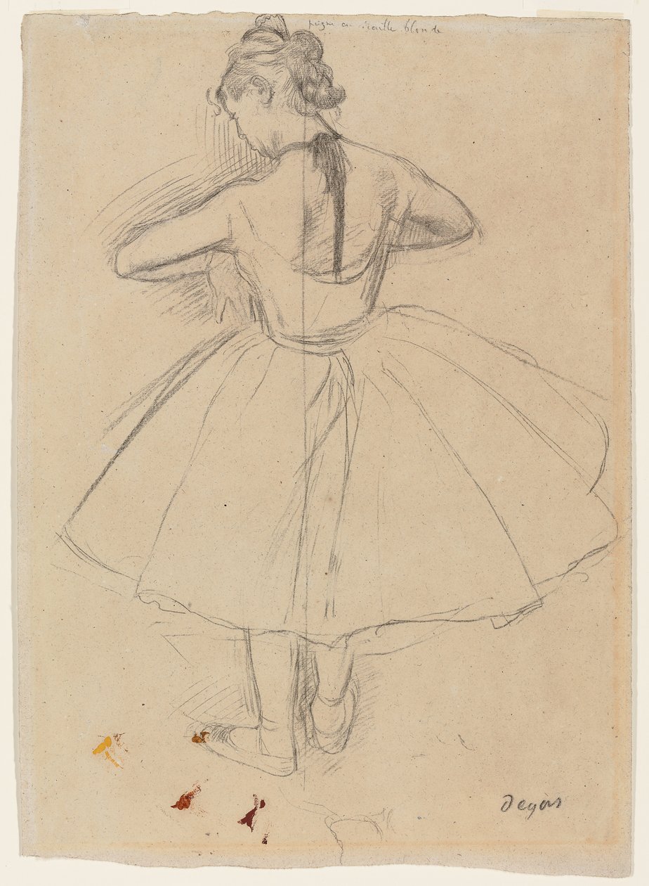 Bailarina de pie, vista trasera; Danseuse debout, vue de dos, 1872-1873 de Edgar Degas