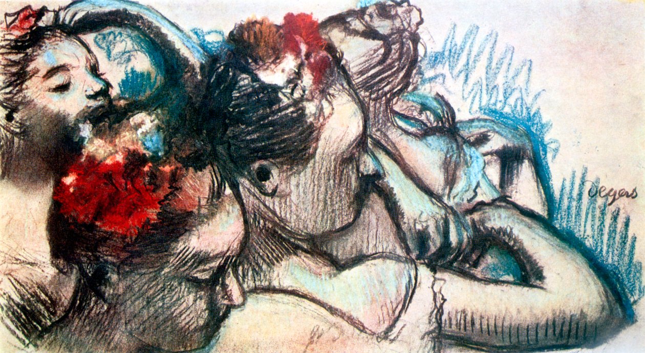 Cabezas de bailarines de Edgar Degas