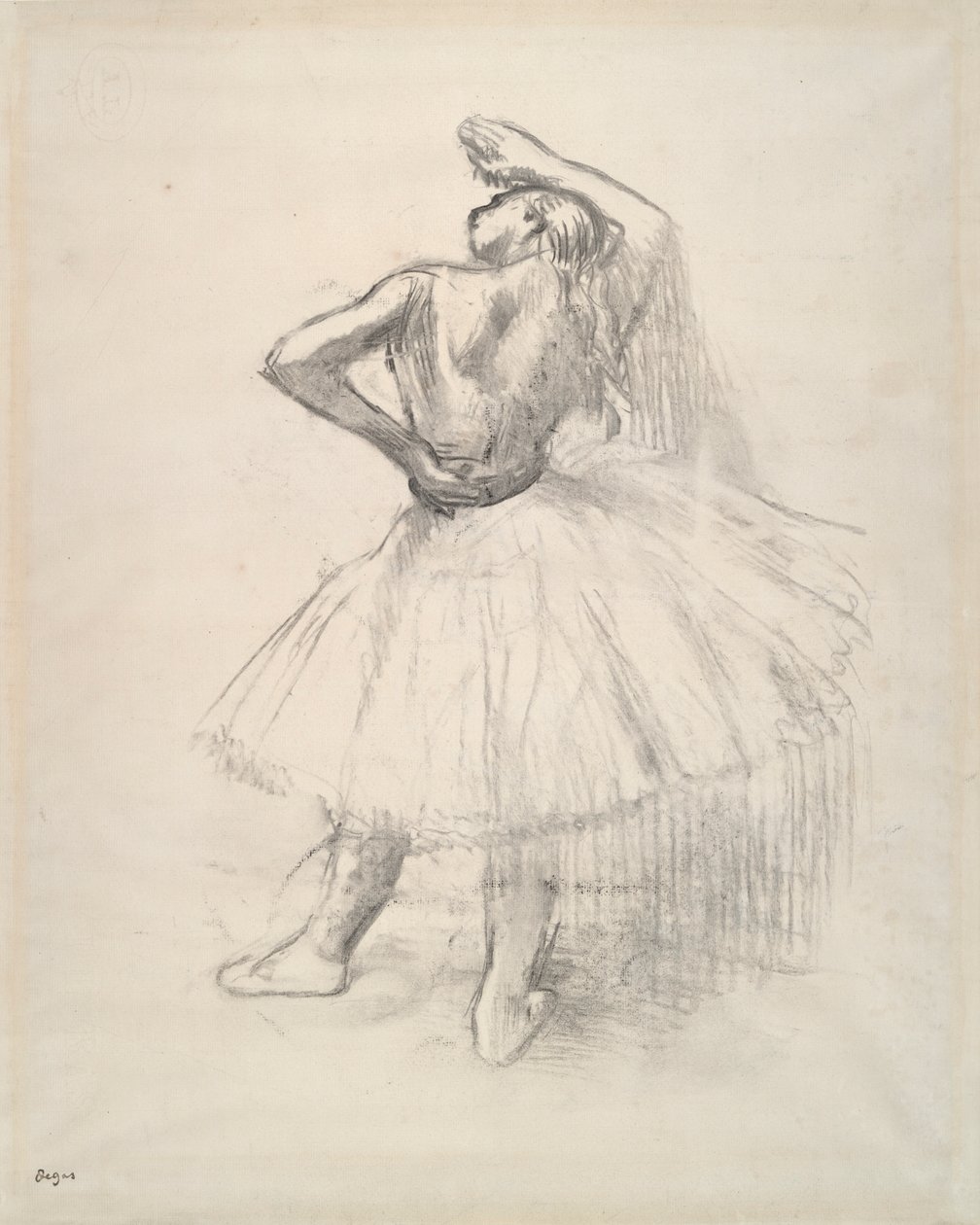 ¿Bailarina de pie, con el brazo derecho levantado? (Bailarina de pie, brazo derecho levantado) de Edgar Degas