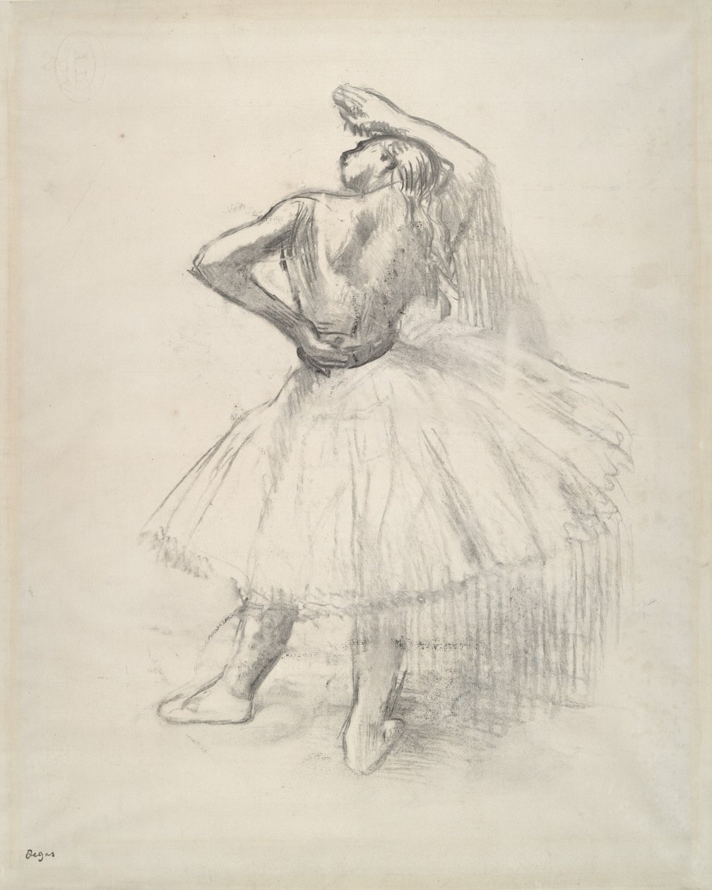Bailarina de pie, brazo derecho levantado, c.1891 de Edgar Degas