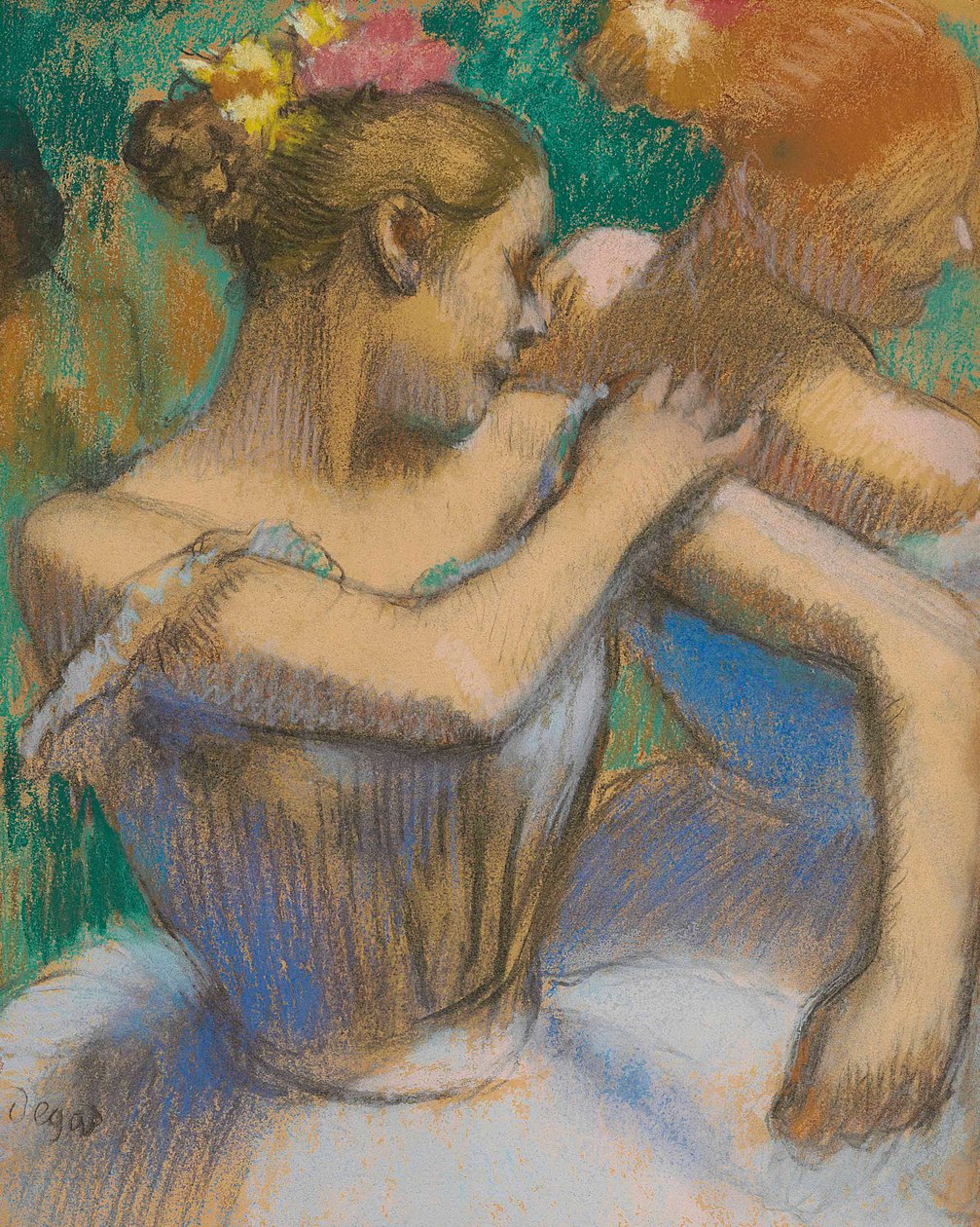 Bailarina ajustándose las hombreras de Edgar Degas