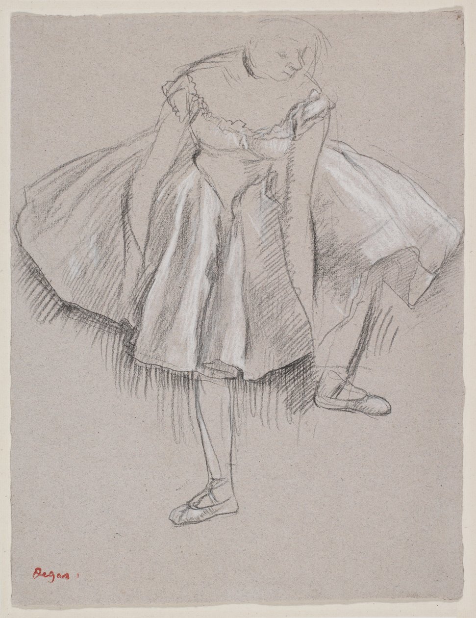Bailarina ajustando su zapatilla, principios de 1880 de Edgar Degas