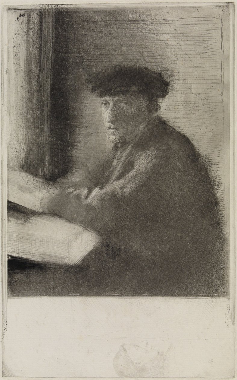 El grabador Joseph Tourny, en medio cuerpo de Edgar Degas