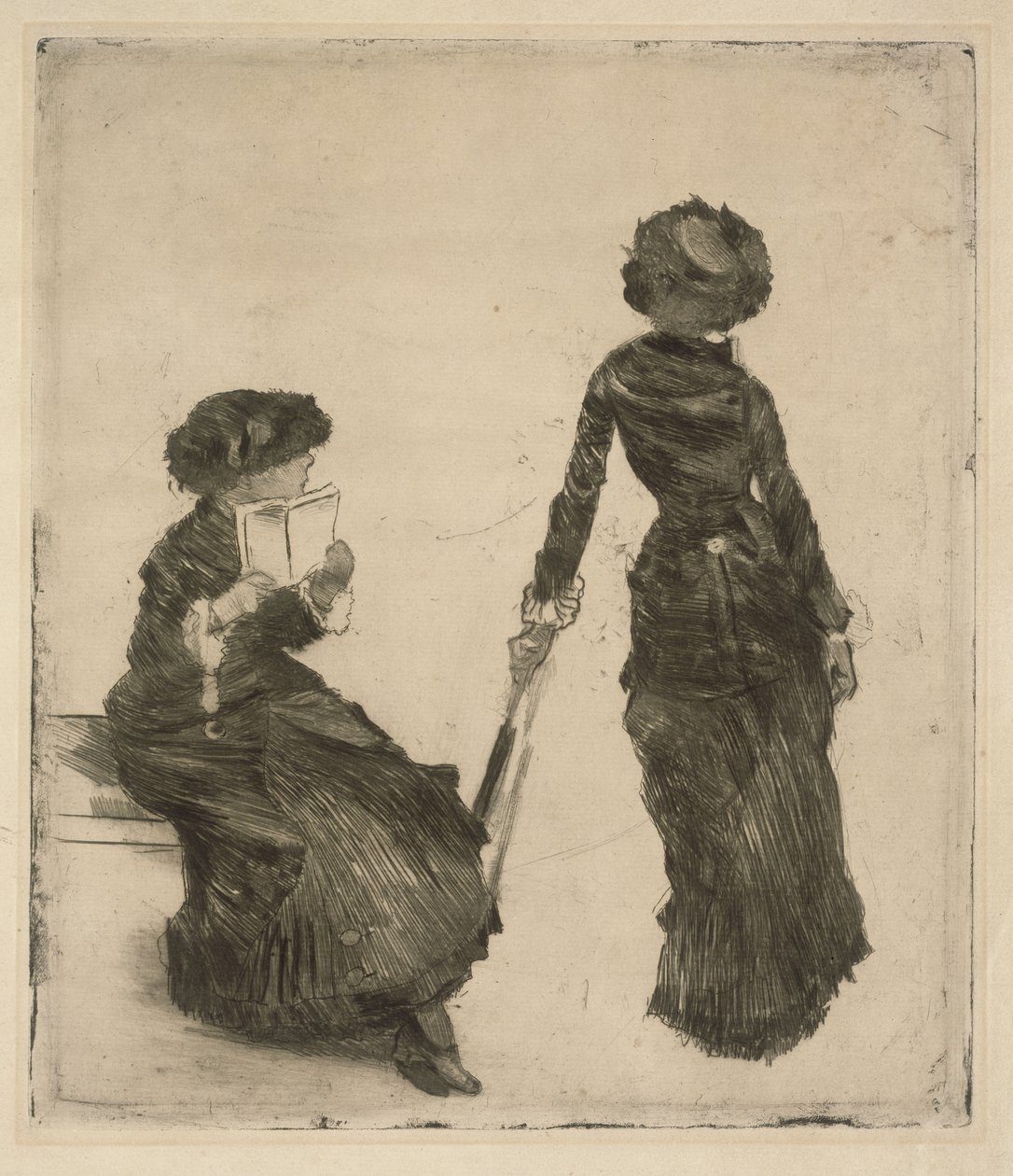 La pintora Mary Cassatt en el Louvre, colección de antigüedades de Edgar Degas