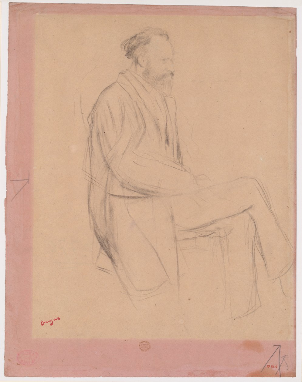 Édouard Manet, Sentado, perfil derecho de Edgar Degas
