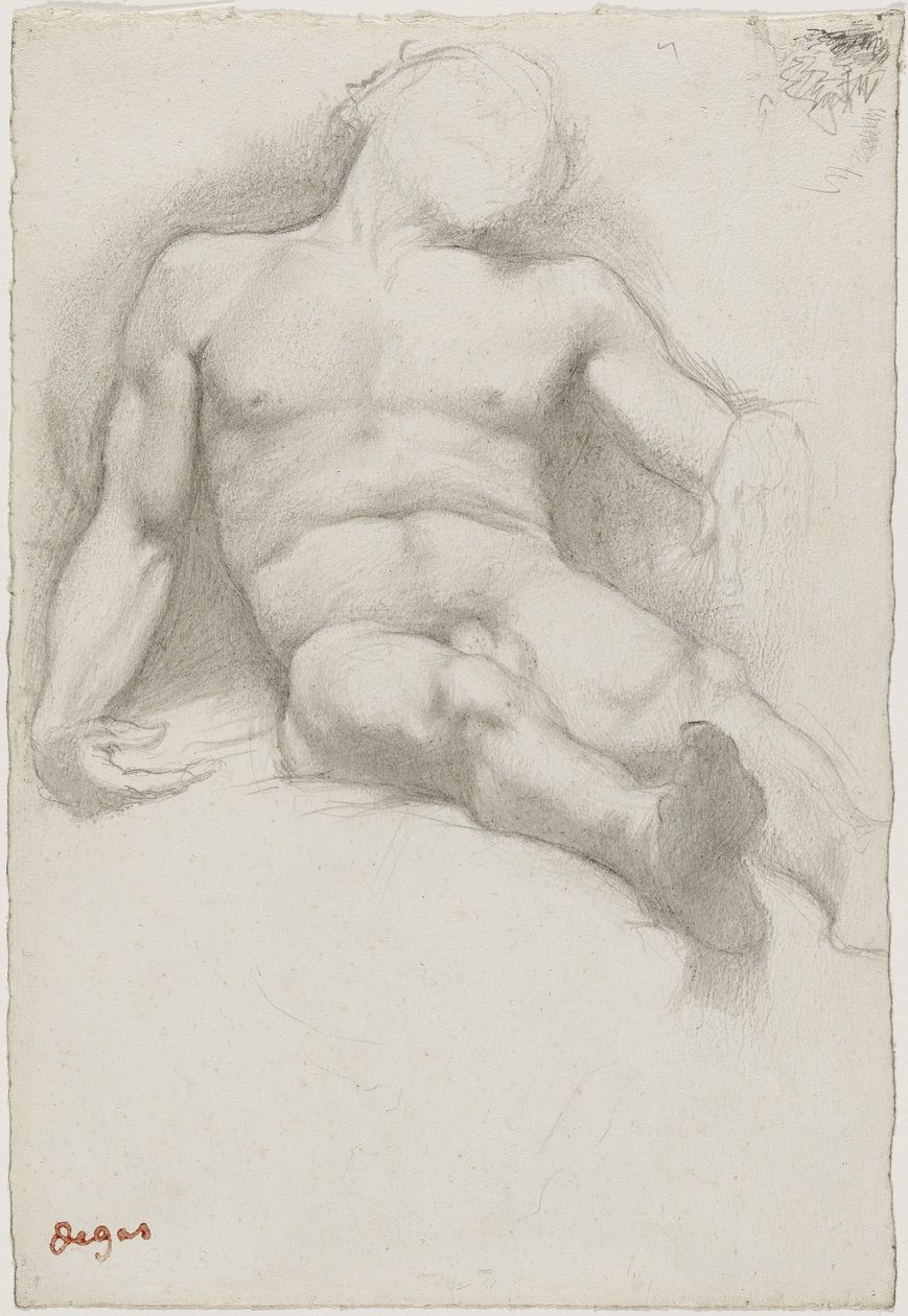 Étude - Hombre desnudo acostado de Edgar Degas