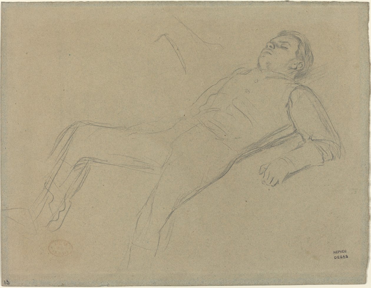 Jinete caído (estudio para "Escena de la carrera de obstáculos: El jinete caído") de Edgar Degas