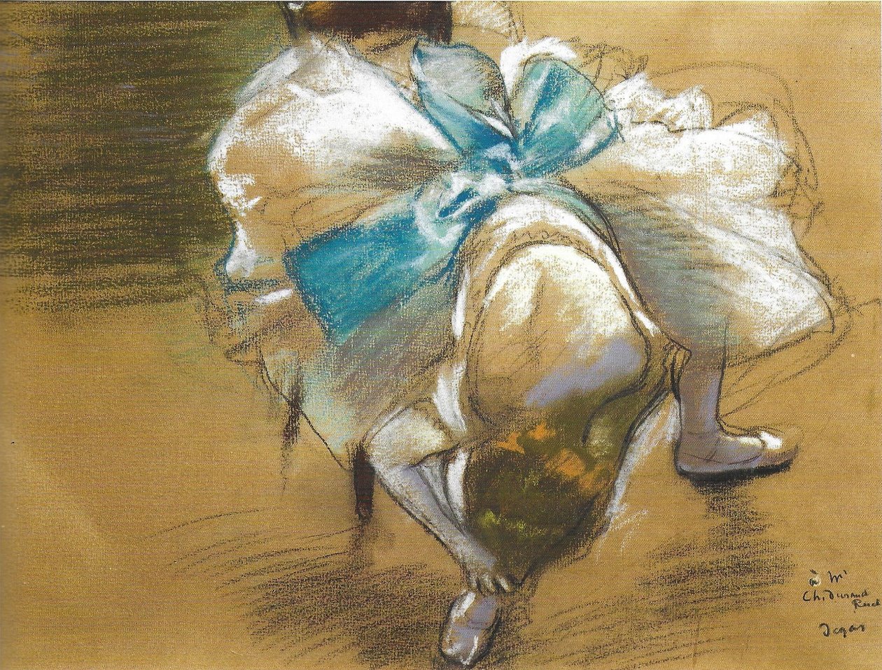 Francés: Dancer reattaching her slipper de Edgar Degas