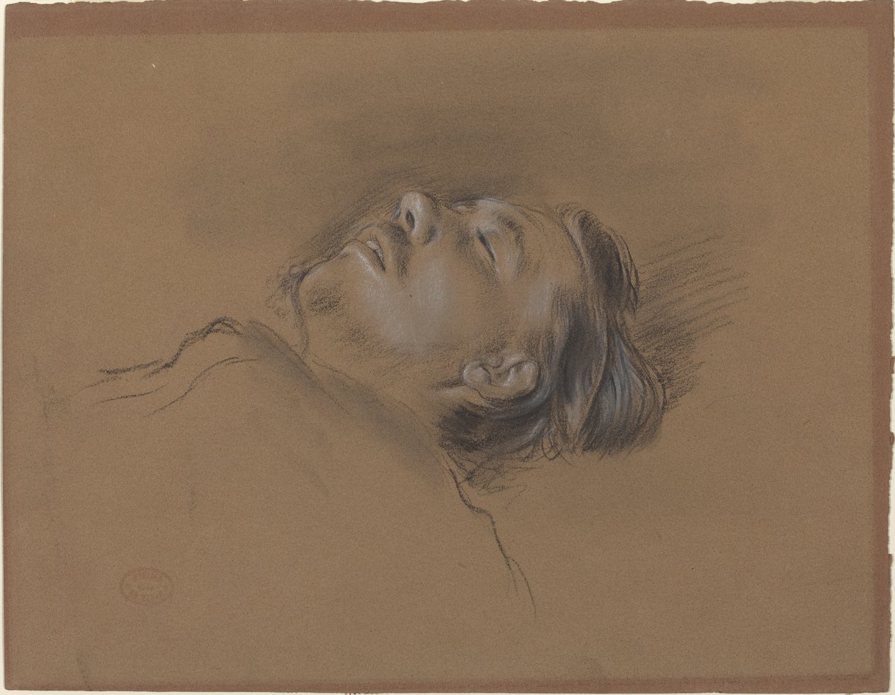 Cabeza del jinete caído (estudio para "Escena de la carrera de obstáculos: El jinete caído") de Edgar Degas