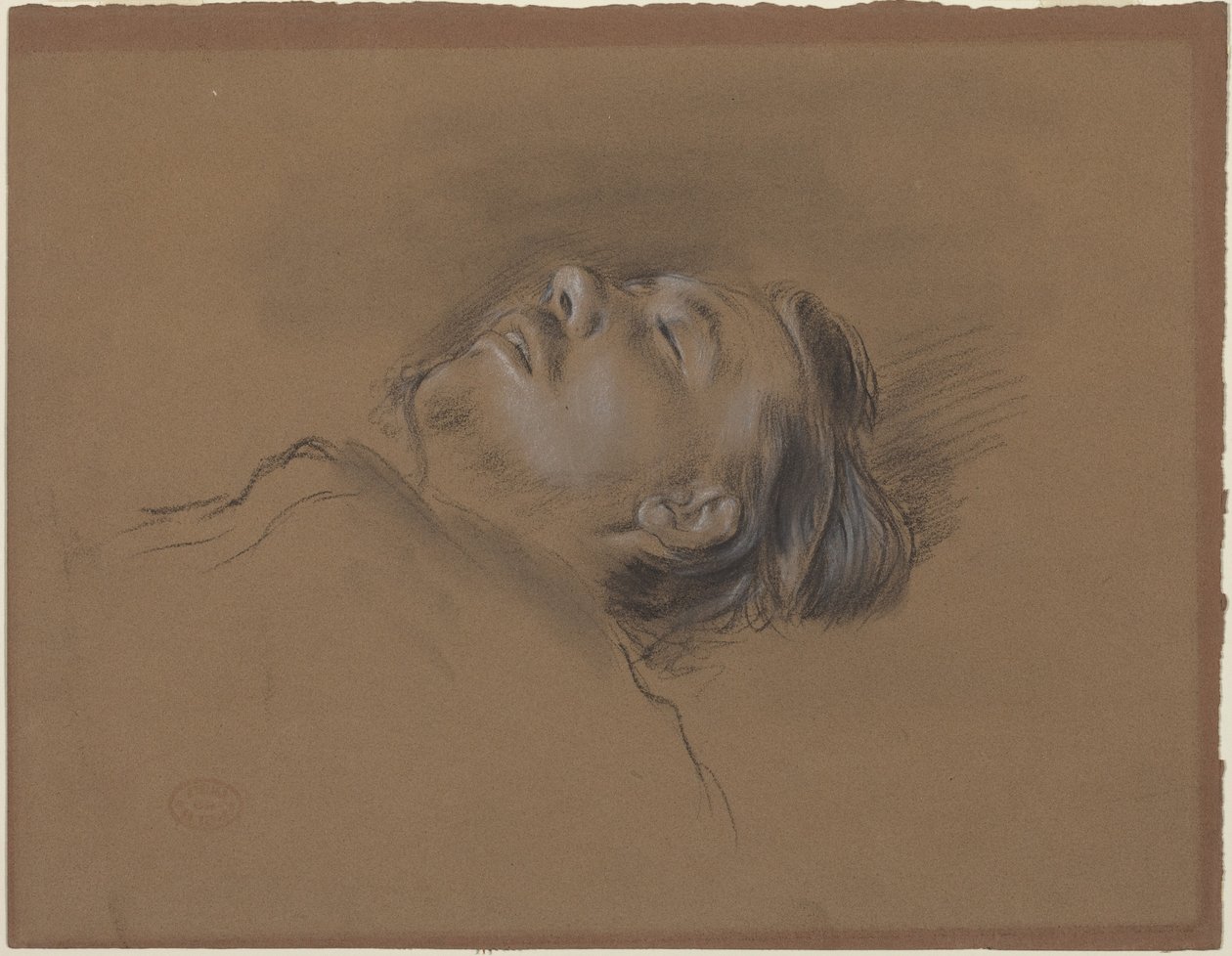 Cabeza del jinete caído (boceto para «Escena de la carrera de obstáculos: El jinete caído») de Edgar Degas