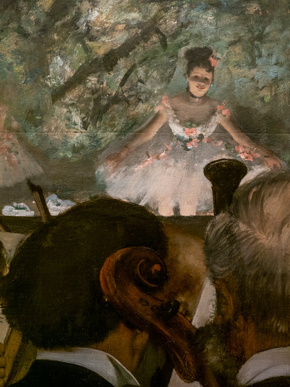 Les Musiciens (detalle). 1872-1873, retomado alrededor de 1874-1876. Óleo sobre lienzo de Edgar Degas