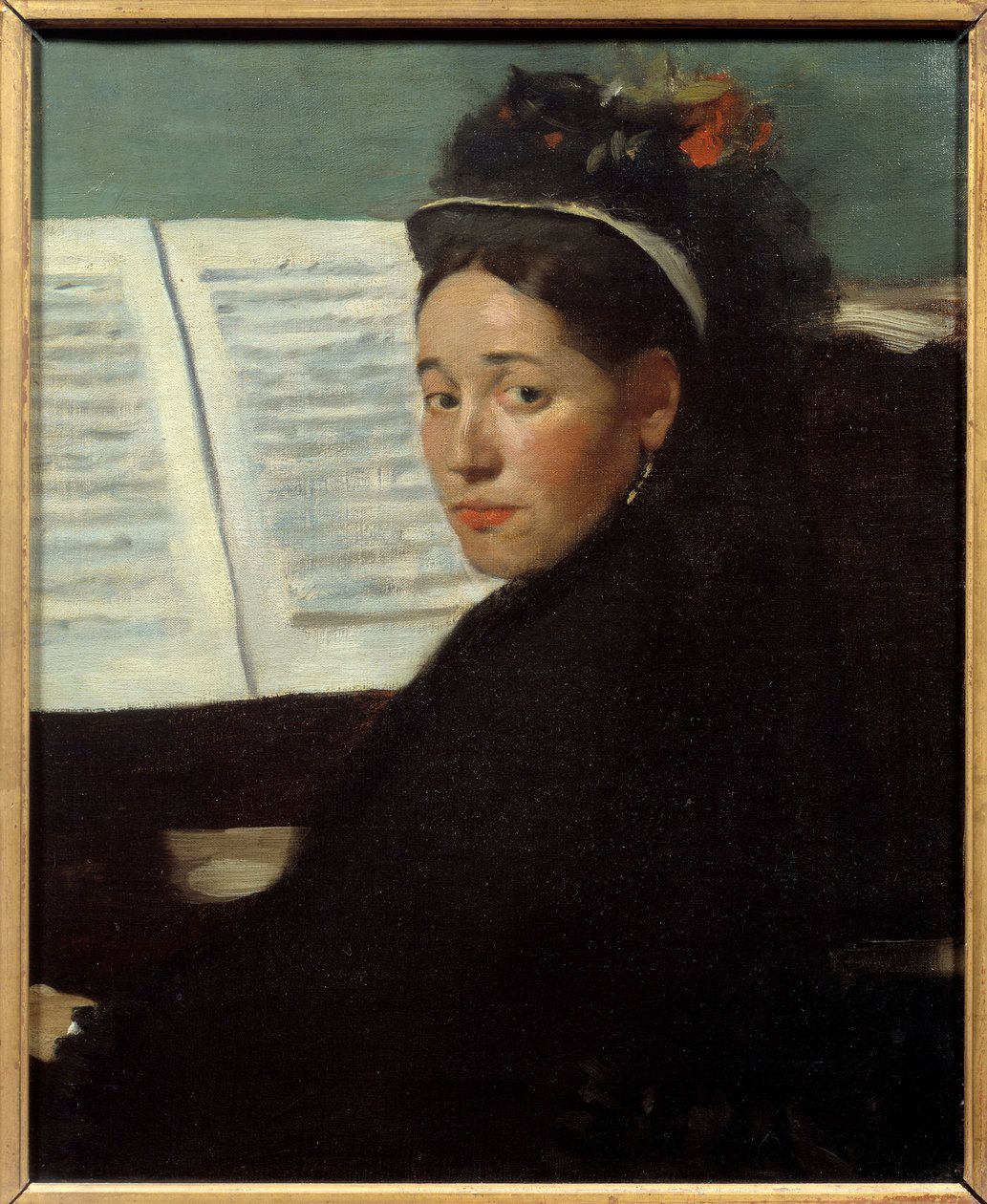 Mademoiselle Dihau, pianista de los conciertos Column, en el piano de Edgar Degas
