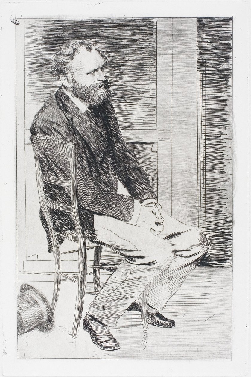 Manet sentado, girado hacia la derecha de Edgar Degas
