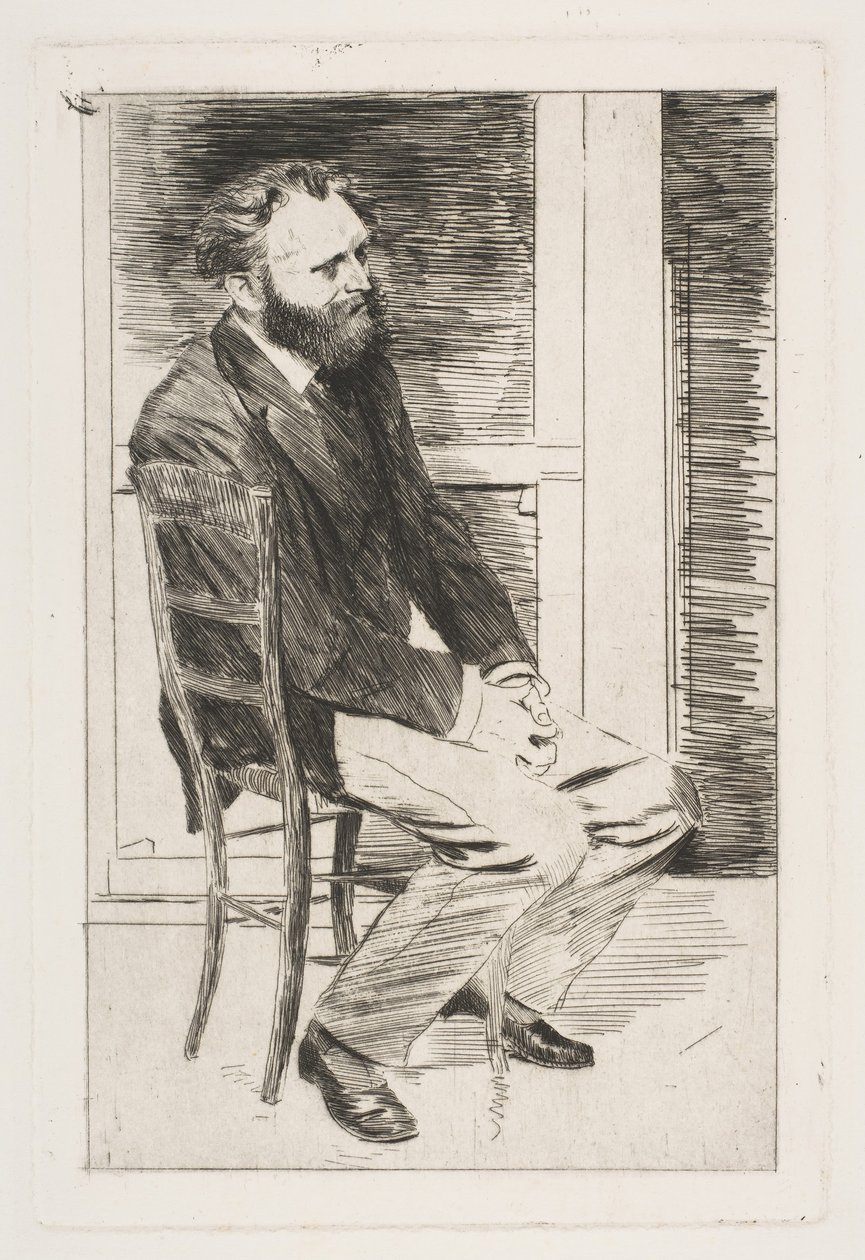 Manet sentado, girado a la derecha de Edgar Degas