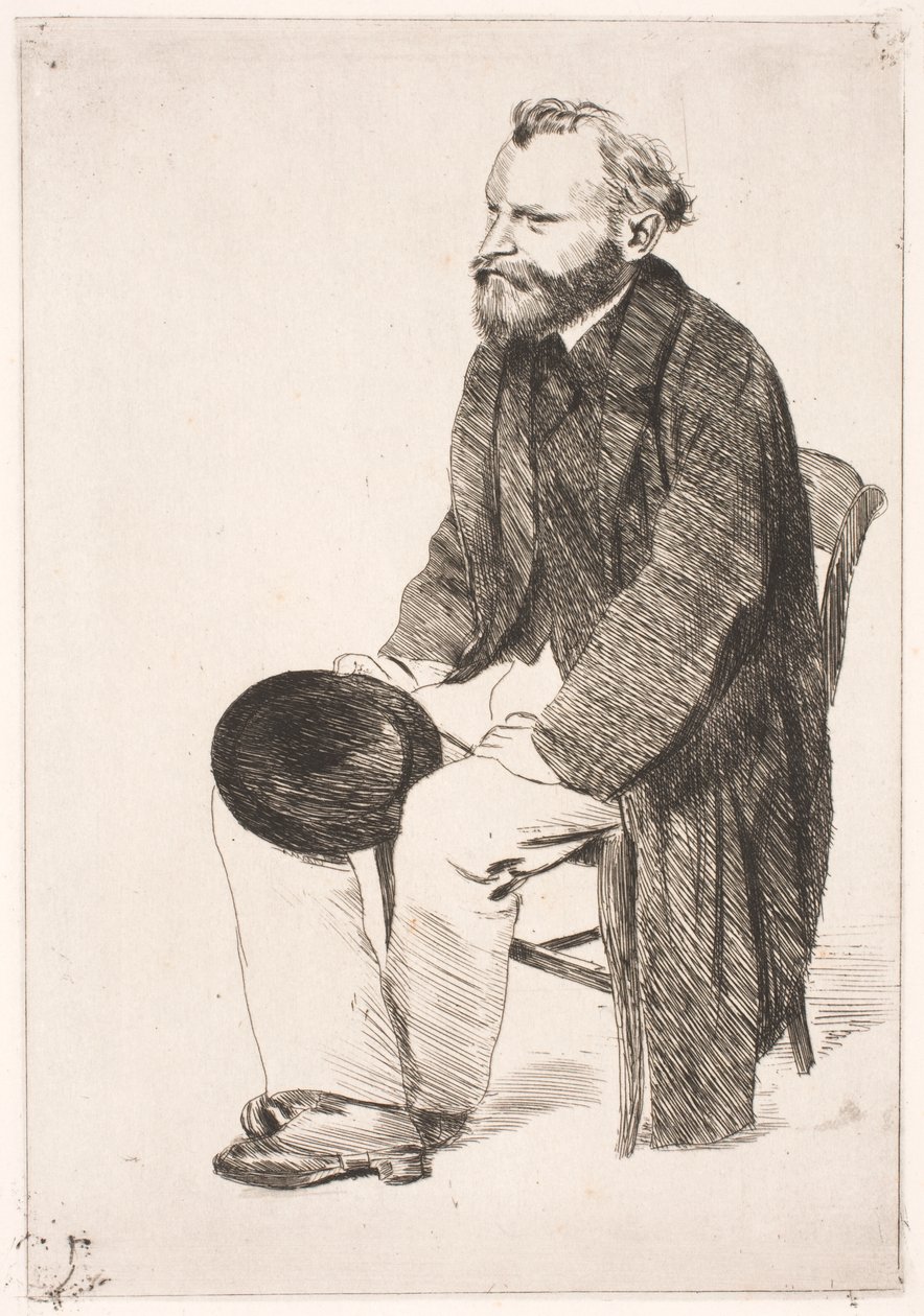 Manet sentado. De perfil hacia la izquierda de Edgar Degas