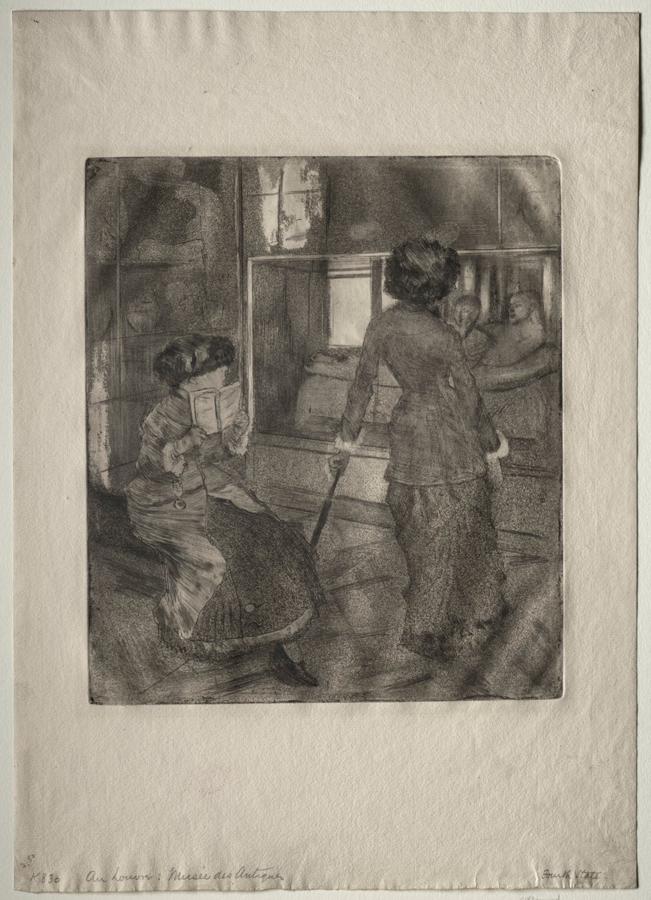 Mary Cassatt en el Louvre: La Galería Etrusca, 1879-1880 de Edgar Degas