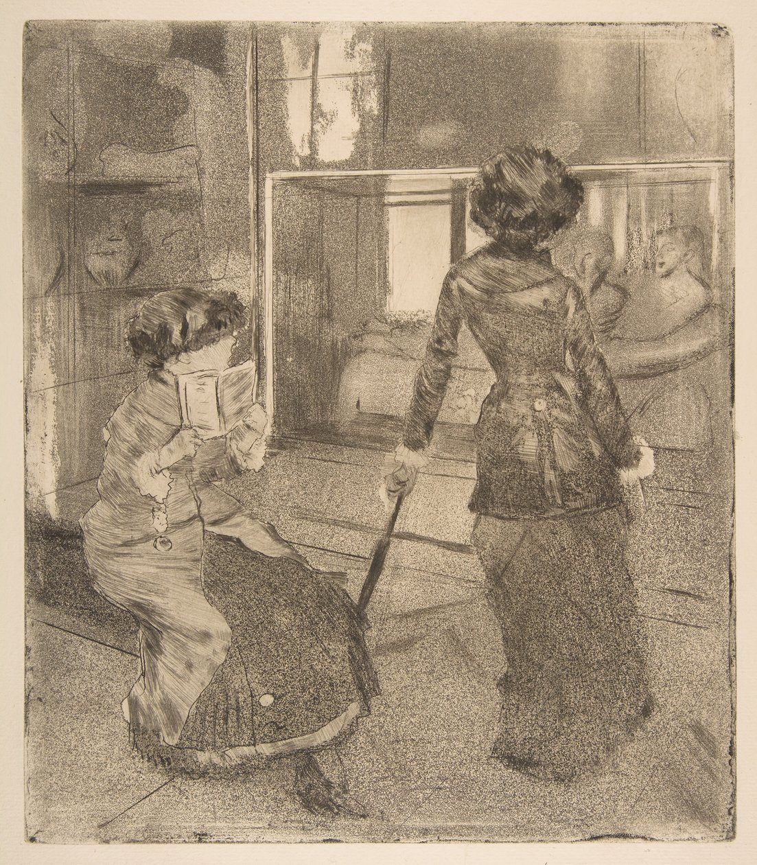 Mary Cassatt en el Louvre: La Galería Etrusca, 1879-80 de Edgar Degas