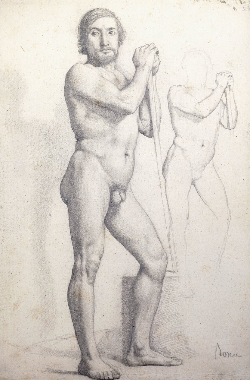 Hombre desnudo de pie de Edgar Degas