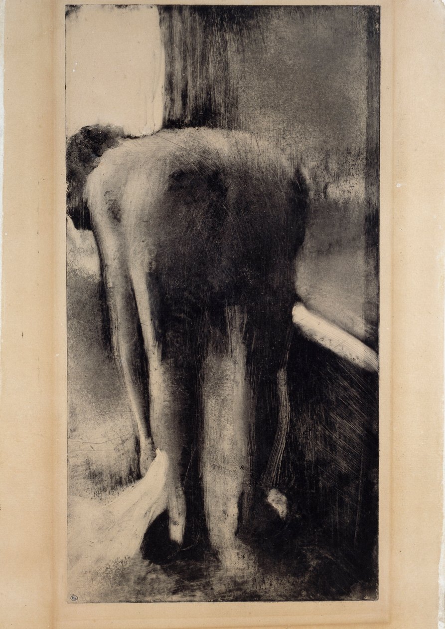 Mujer desnuda secándose los pies cerca de su bañera de Edgar Degas