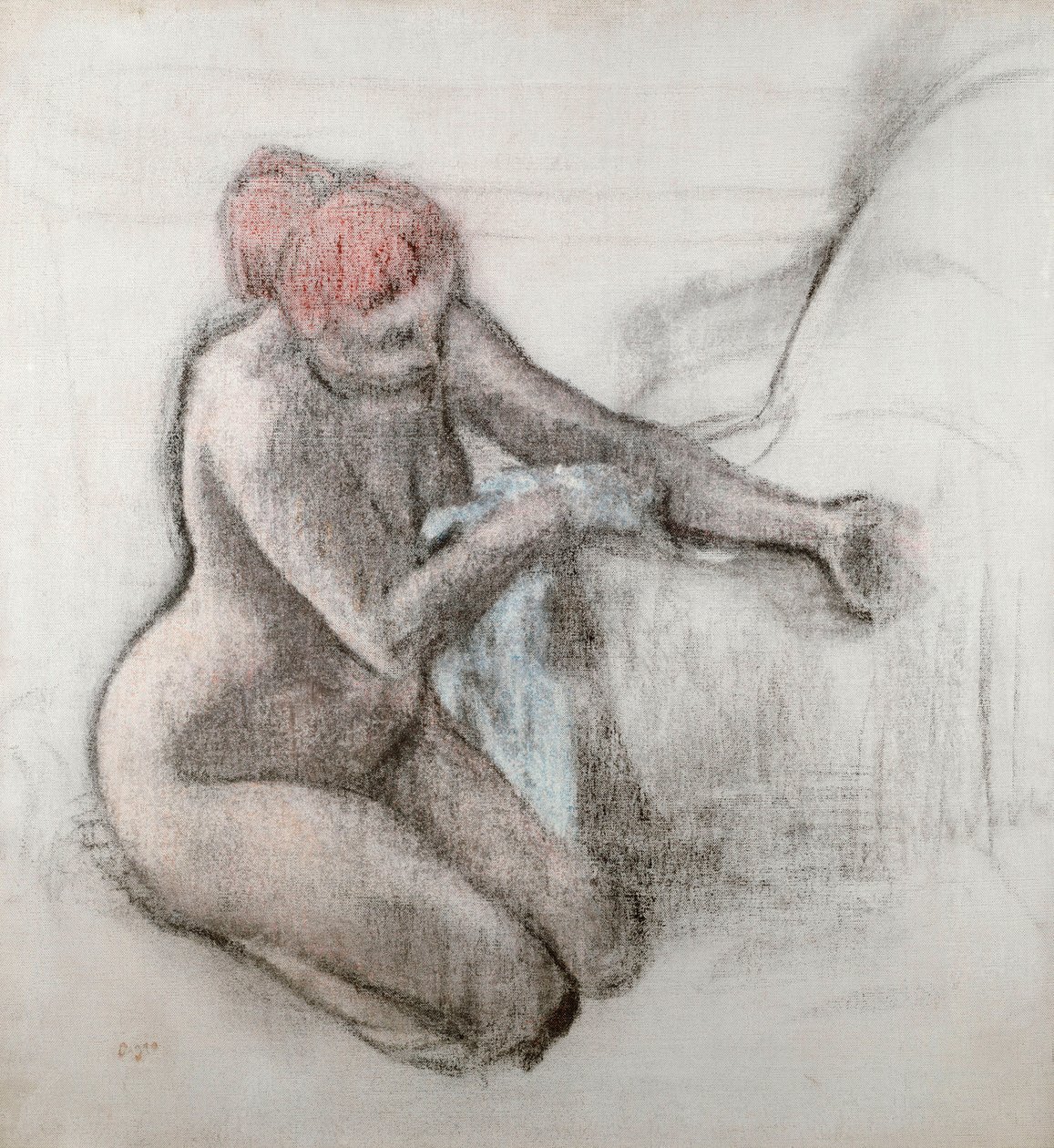 Mujer desnuda secándose después del baño, c.1898 de Edgar Degas