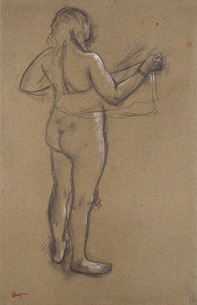 Mujer desnuda secándose con una toalla, vista desde atrás, finales del siglo XIX de Edgar Degas