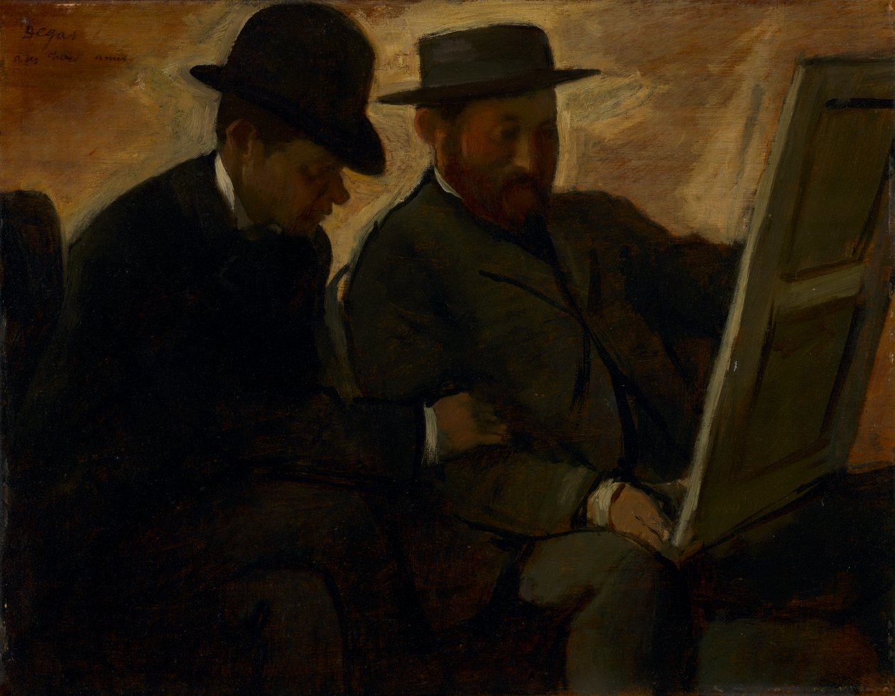 Paul Lafond y Alphonse Cherfils Examinando una Pintura de Edgar Degas