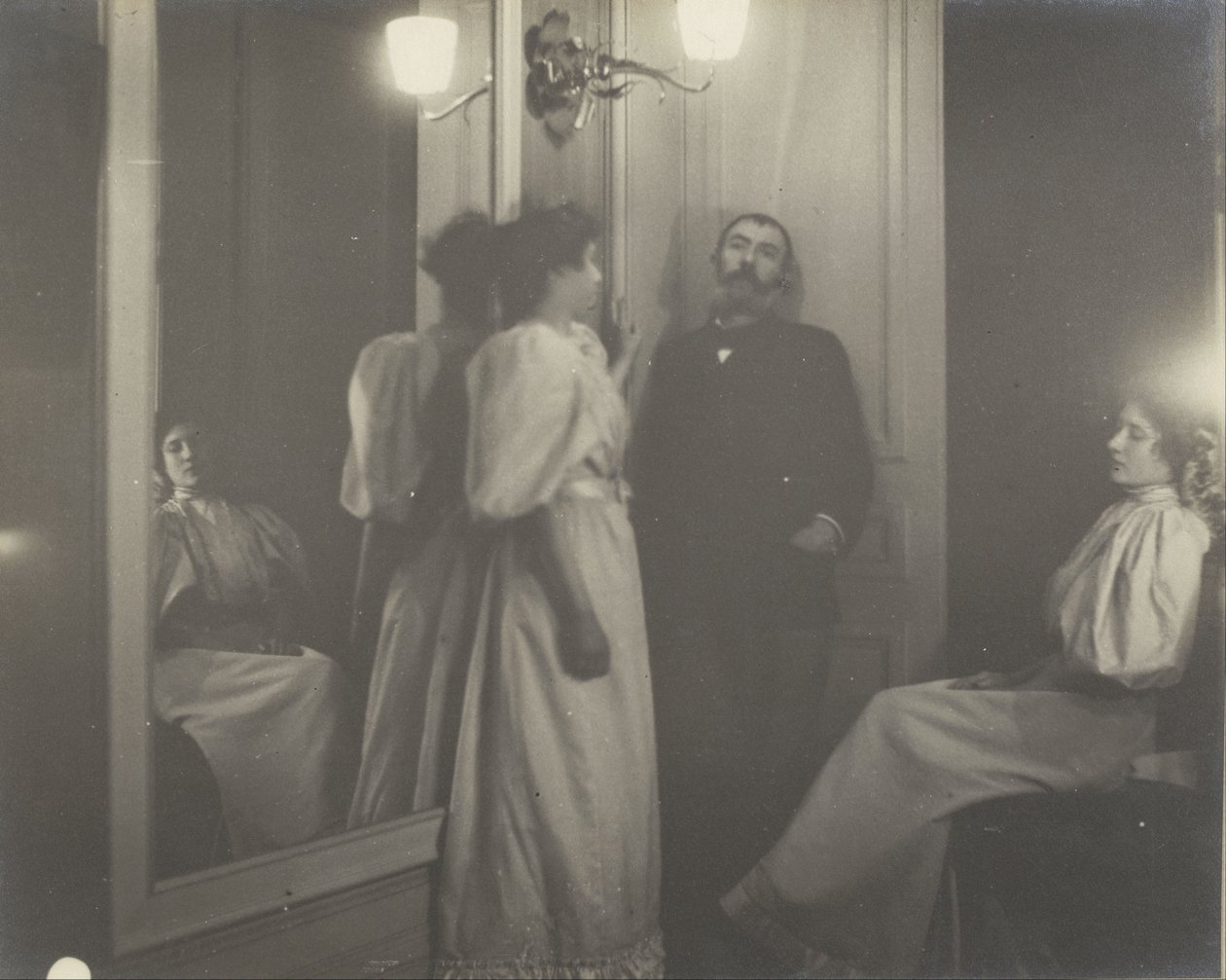 Retrato ante el espejo de Henry Lerolle y sus dos hijas, Yvonne y Christine de Edgar Degas