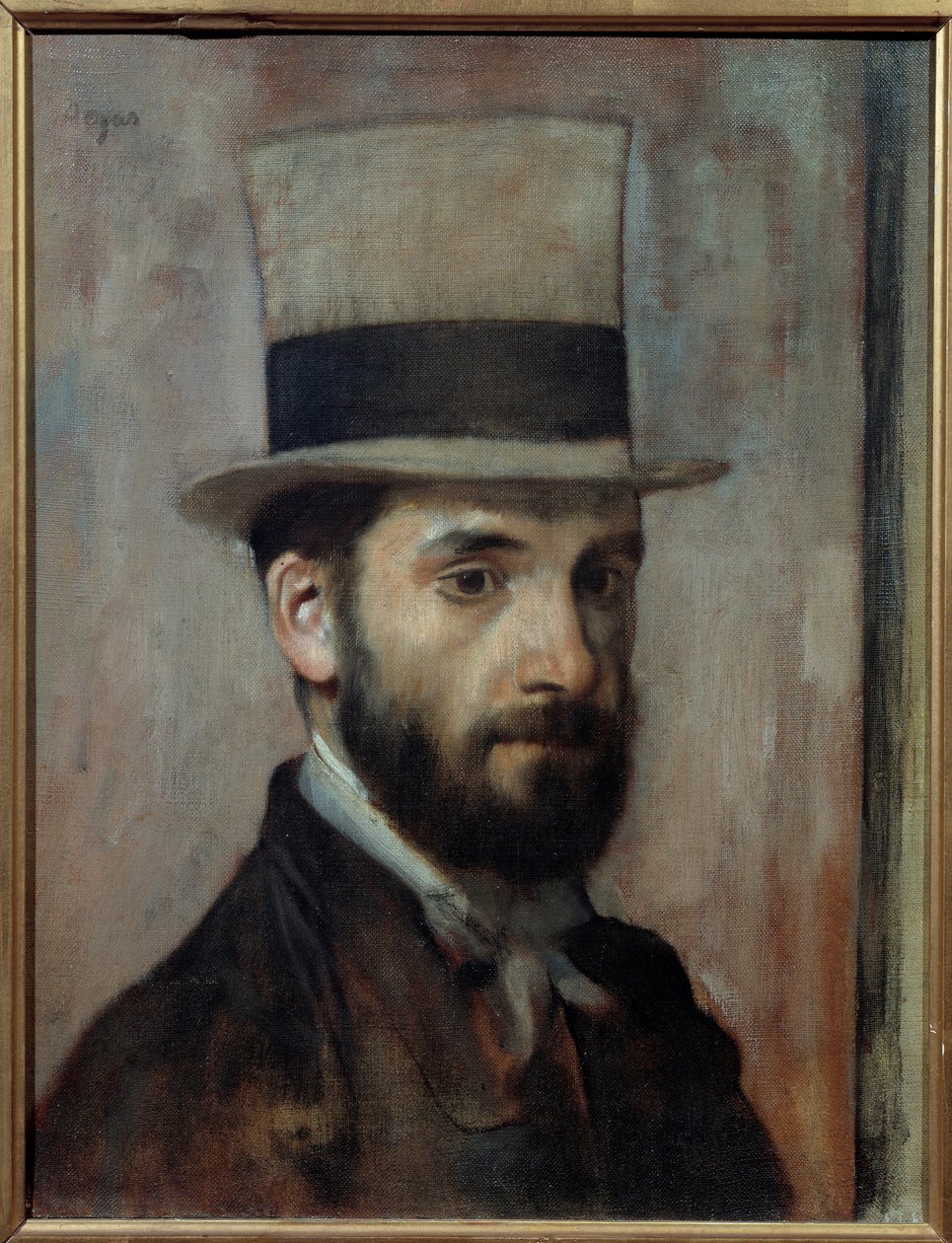 Retrato de Leon Joseph Florentin Bonnat (1833-1922) El pintor lleva un sombrero de copa. de Edgar Degas