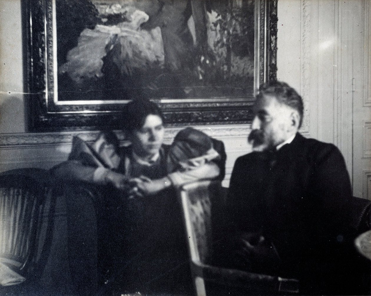 Retrato del escritor Stephane Mallarme (1842-1898) y Paule Gobillard, sobrina por Berthe Morisot (fotografía de Edgar Degas) de Edgar Degas