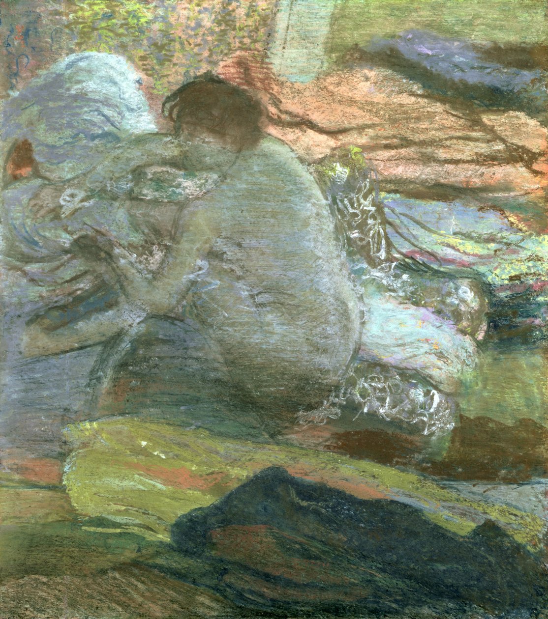 Mujer sentada secándose los pies, c.1893 de Edgar Degas