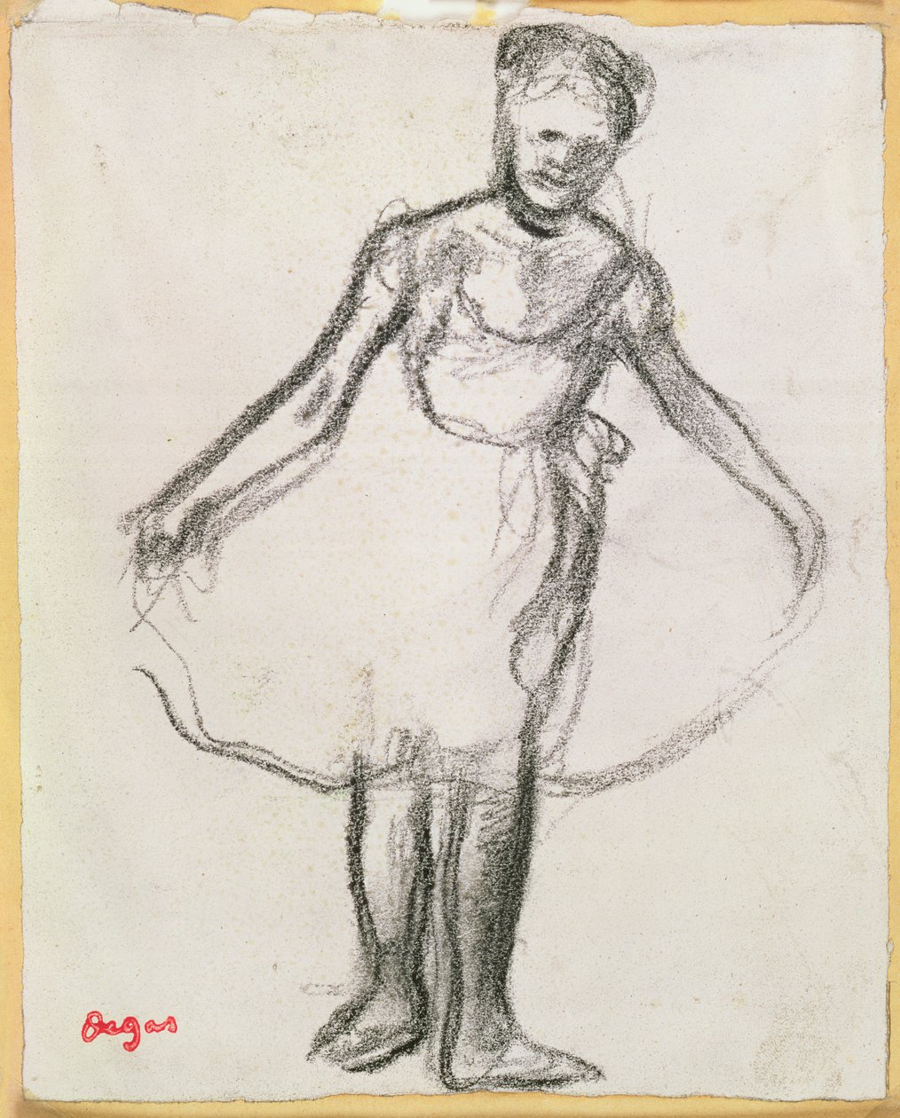 Bailarina de Pie Sosteniendo un Tutú de Edgar Degas