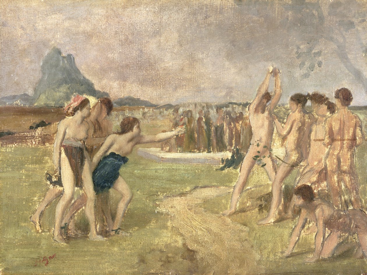 Estudio para Los jóvenes espartanos ejercitándose, c.1860-61 de Edgar Degas