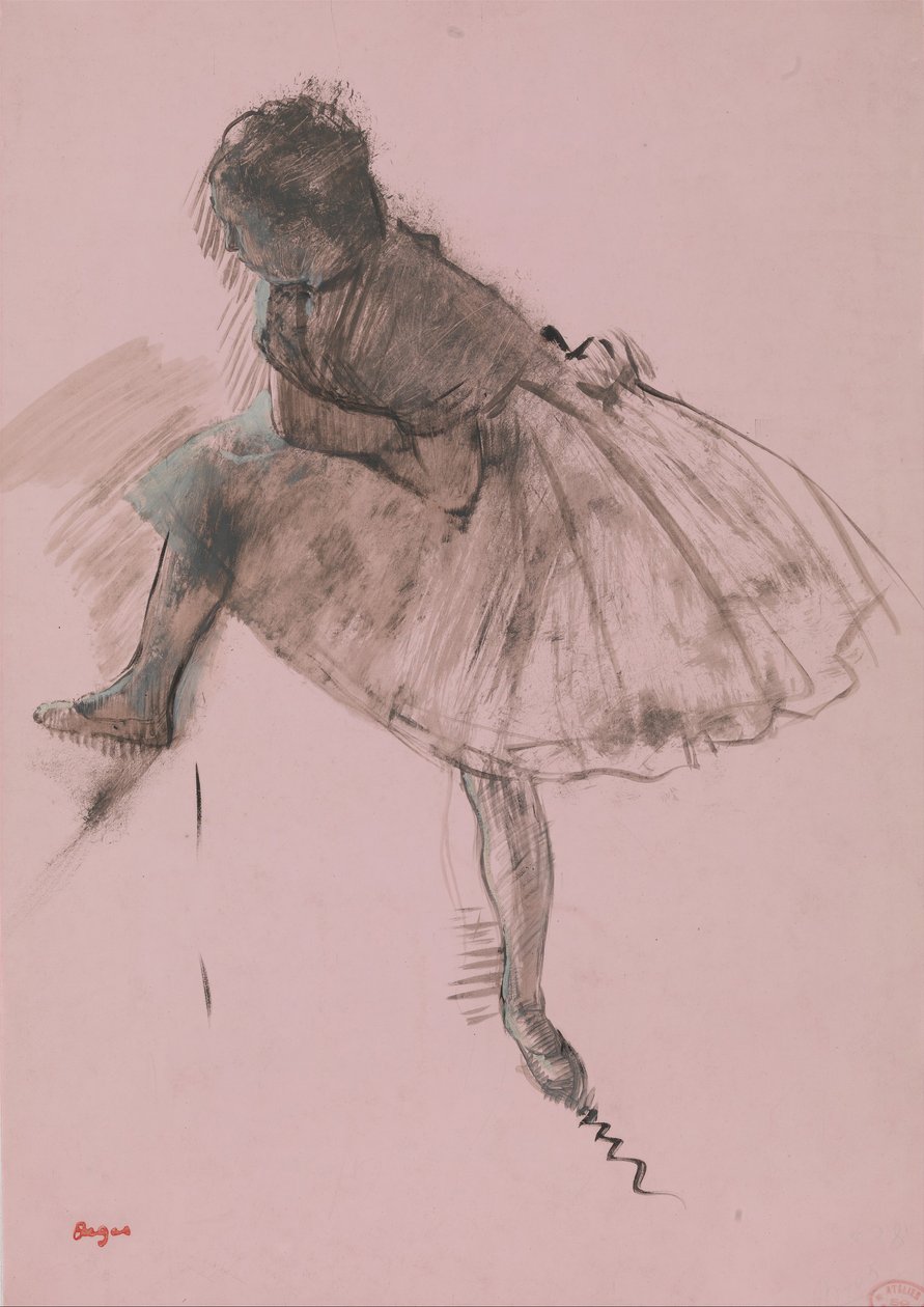 Estudio de una bailarina (recto), Dos estudios de bailarinas (verso) de Edgar Degas