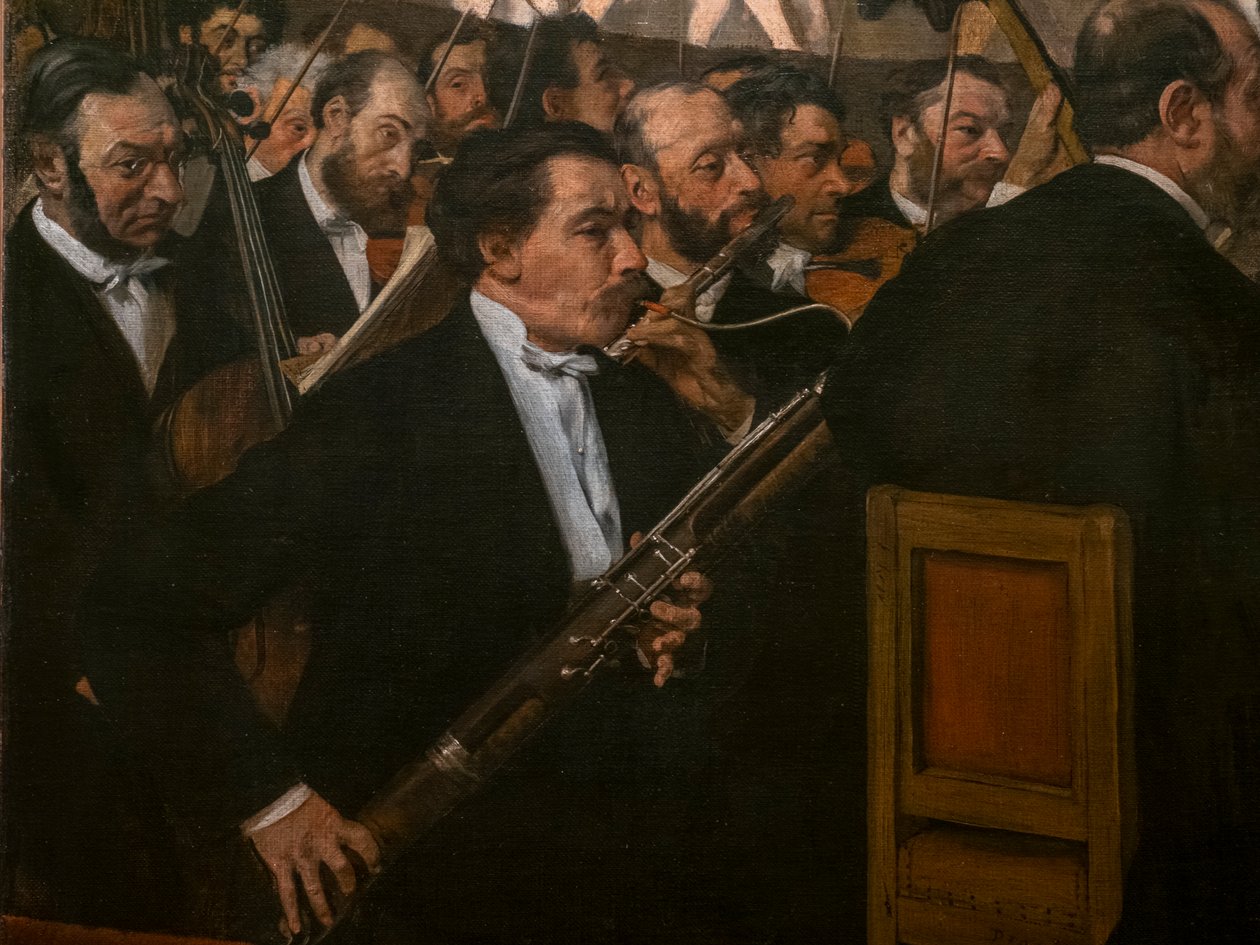 La orquesta de la ópera (detalle) de Edgar Degas