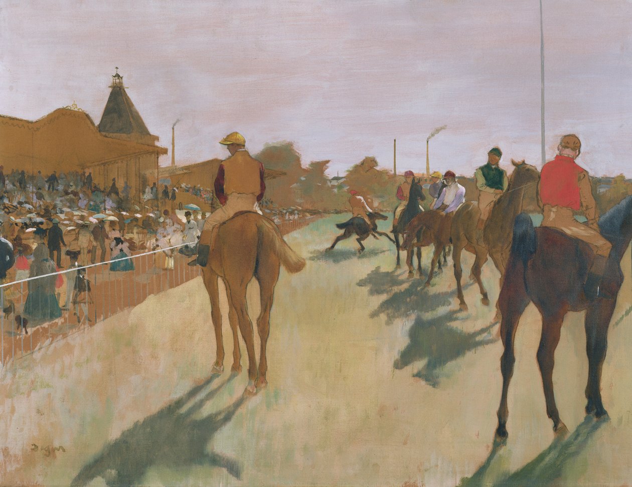 El desfile, o caballos de carrera frente a las gradas, c.1866-68 de Edgar Degas