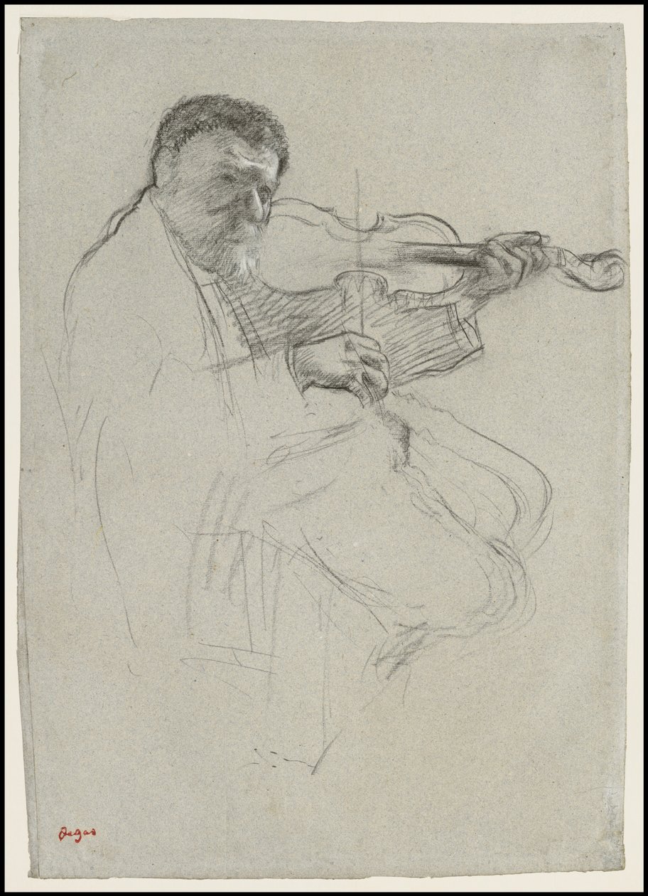 El violinista, estudio para "El ensayo", c.1879 de Edgar Degas