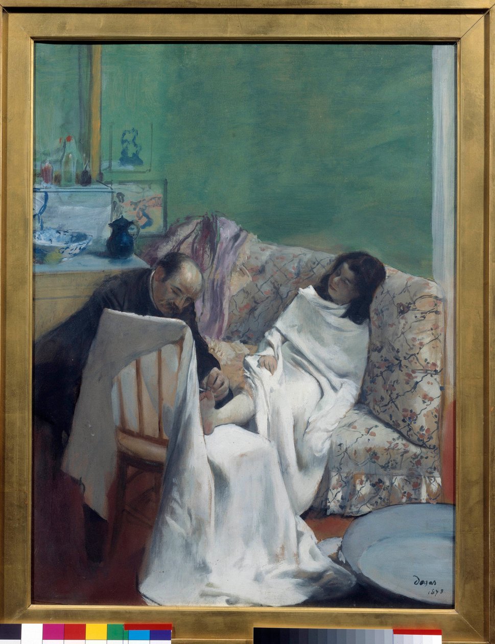 El pedicuro. Un doctor examina los pies de una joven. Pintura de Edgar Degas (1834-1917). 1873. Dim 0.61 x 0.46 m. París, Museo de Orsay de Edgar Degas