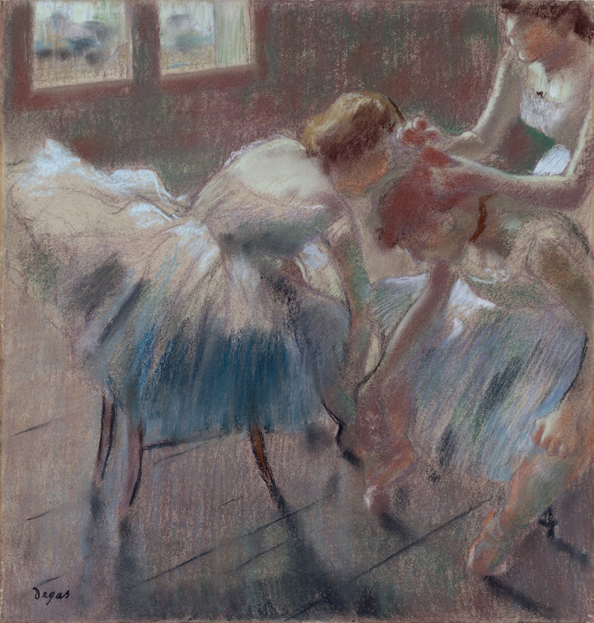 Tres Bailarinas Preparándose para la Clase, c.1880 de Edgar Degas