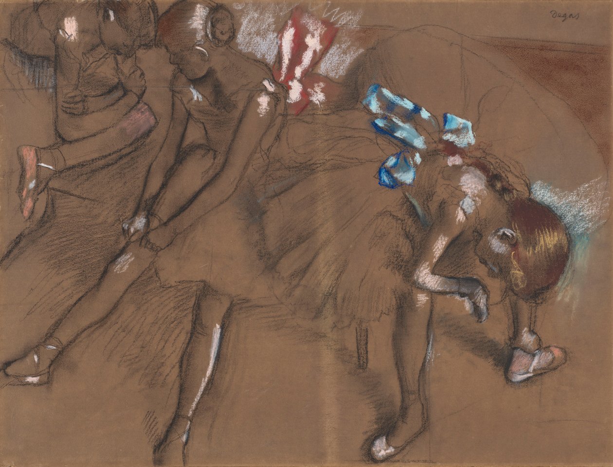 Tres bailarinas descansando, c.1880 de Edgar Degas