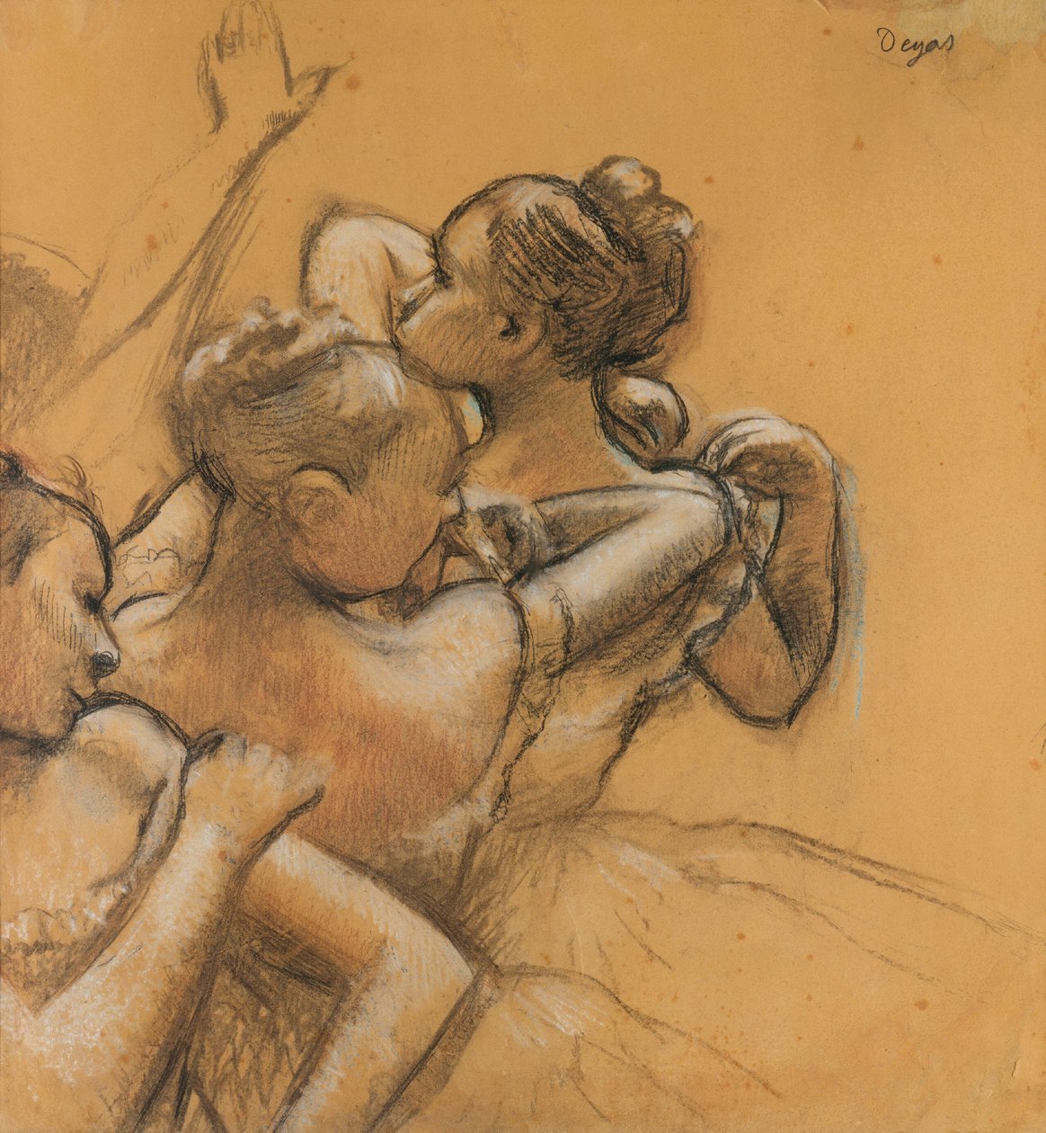 Tres bailarinas, c.1895-99 (pastel y carboncillo sobre papel) de Edgar Degas