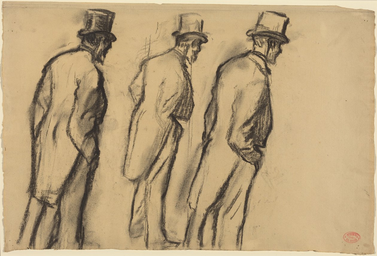 Tres estudios de Ludovic Halévy de pie de Edgar Degas