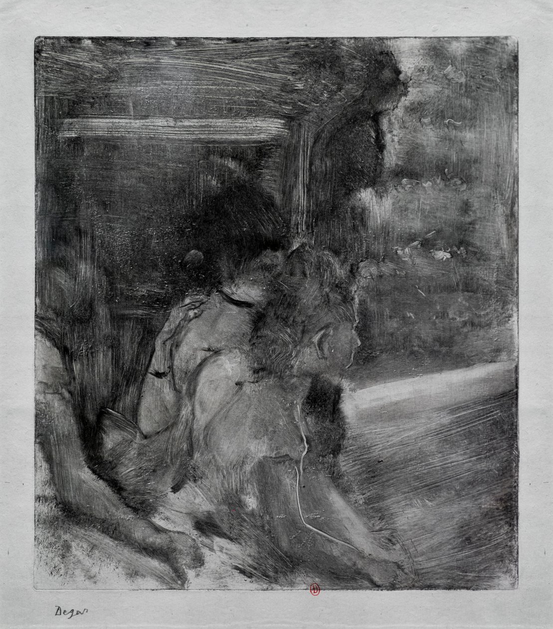 Al teatro. Alrededor de 1878. Monotipo con tinta negra de China. de Edgar Degas
