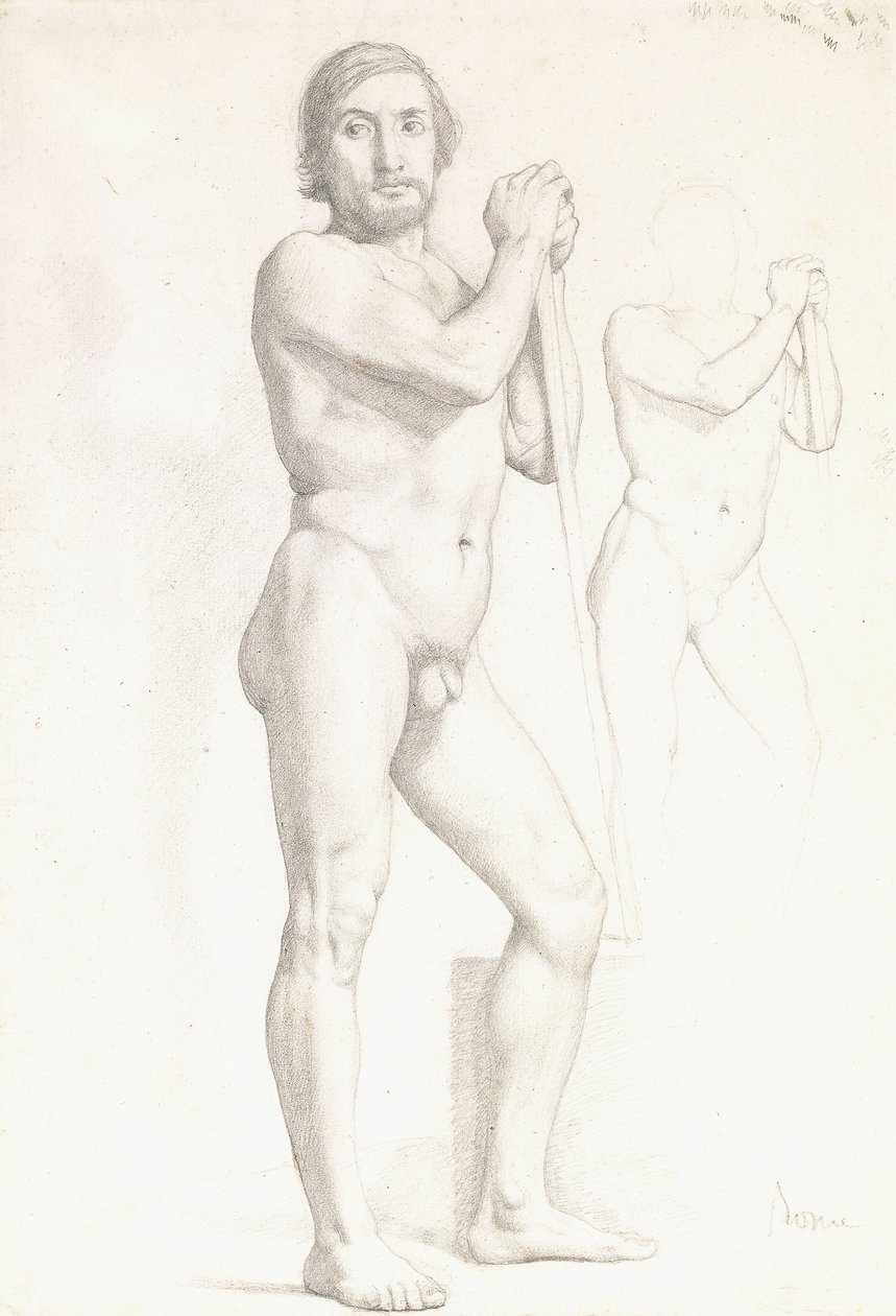 Dos estudios académicos de un hombre, c.1856 de Edgar Degas