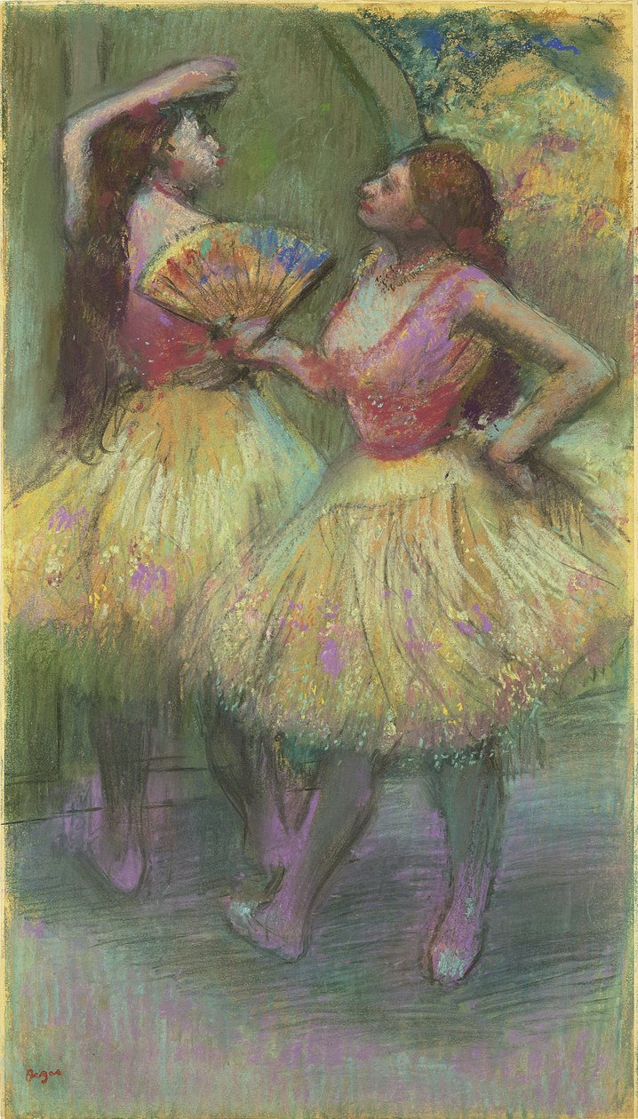 Dos bailarinas antes de salir al escenario, 1888 de Edgar Degas