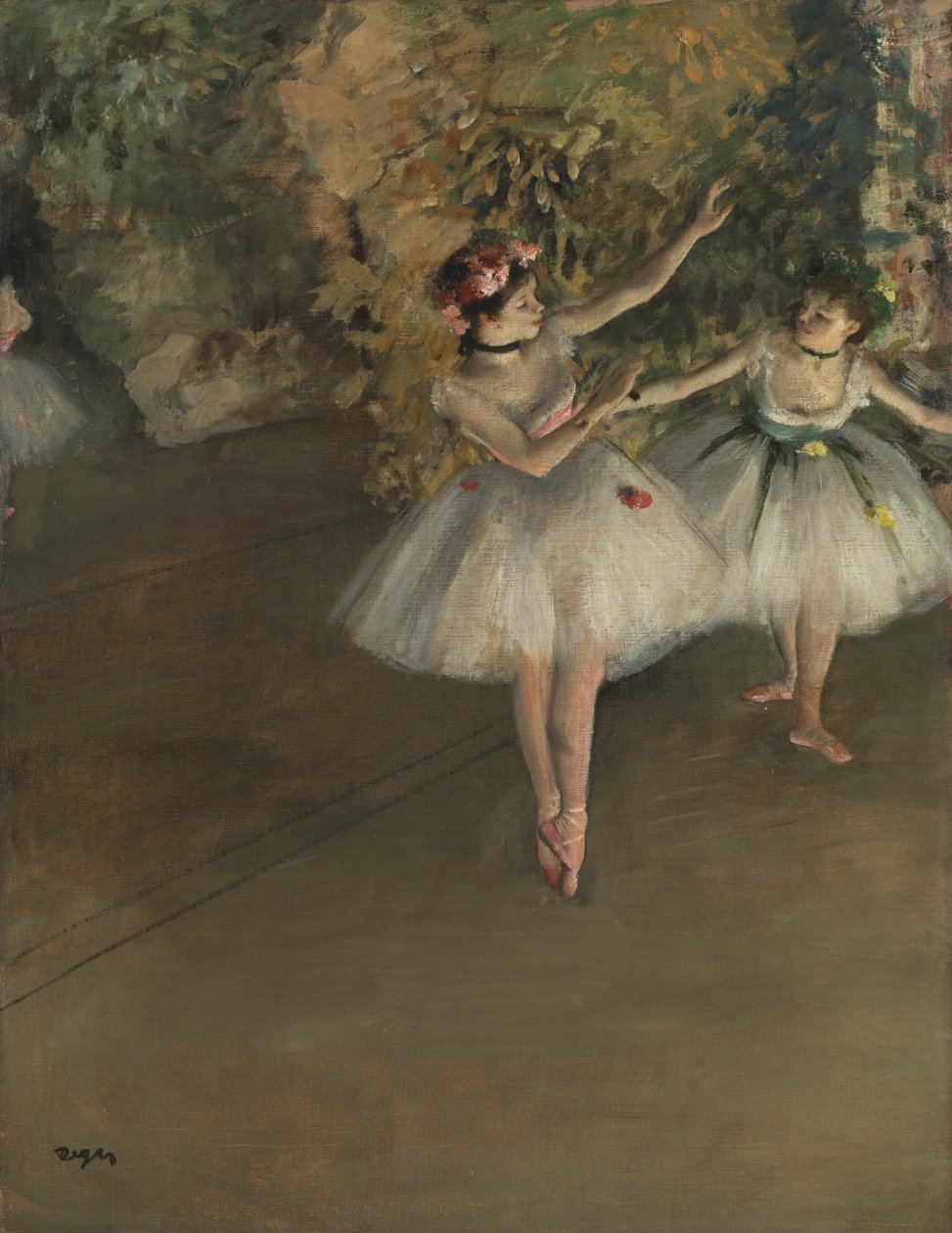 Dos bailarinas en un escenario, c.1874 de Edgar Degas