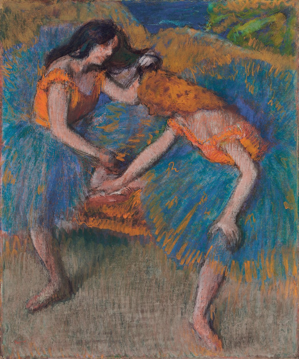Dos Bailarinas con Corsés Amarillos, c.1902 de Edgar Degas
