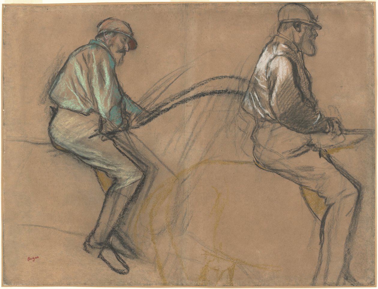 Dos estudios de un jockey, c. 1884 de Edgar Degas