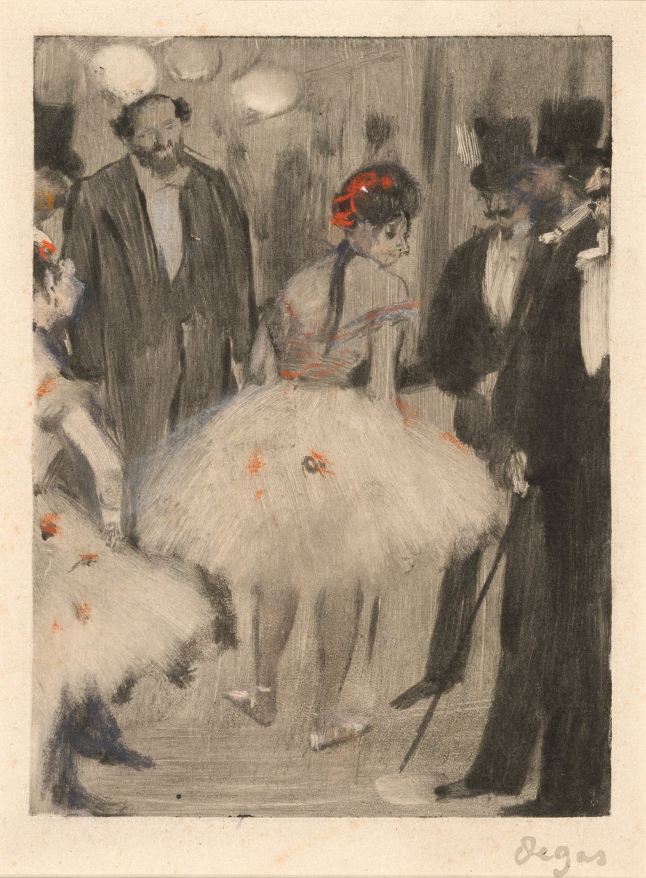 Virginie siendo admirada mientras el Marqués Cavalcanti observa, c. 1876-1877 de Edgar Degas